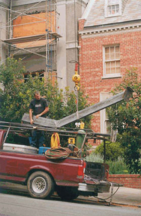 Railing at top of stairs