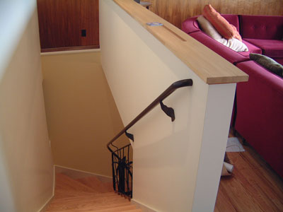 Railing at top of stairs